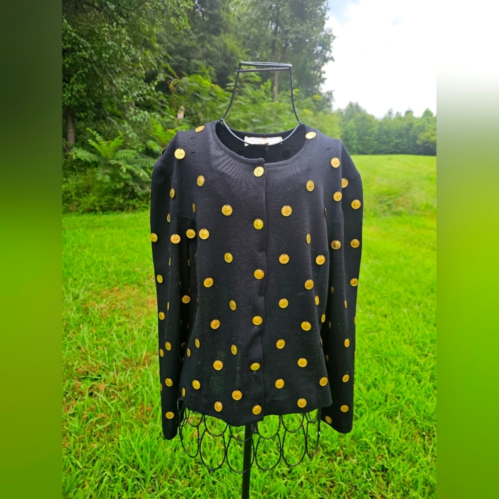 Adrienne Vittadini Vintage Wool Coin Cardigan